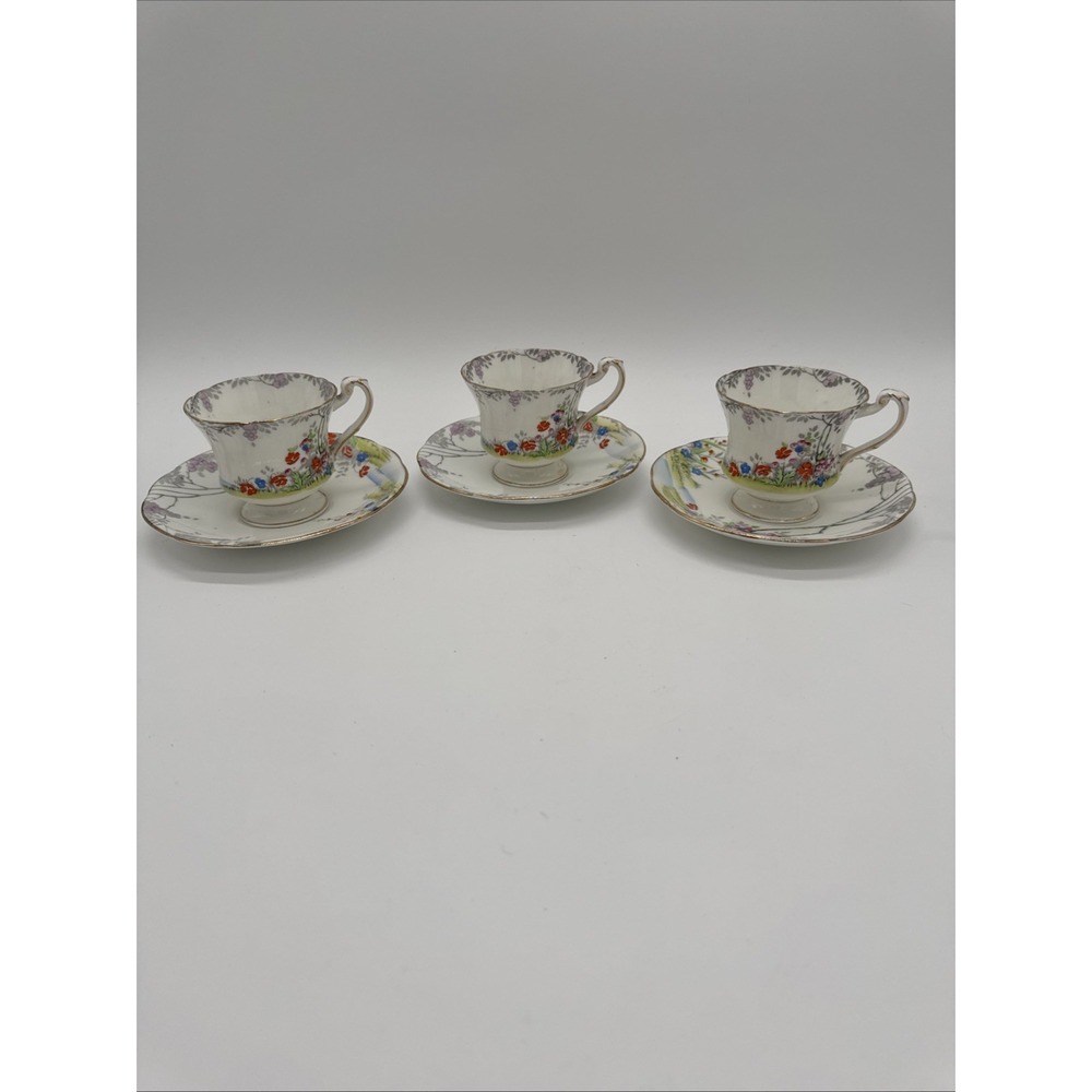 Paragon Merrivale Fine Bone china England 3 Sets Cups And Saucers‎